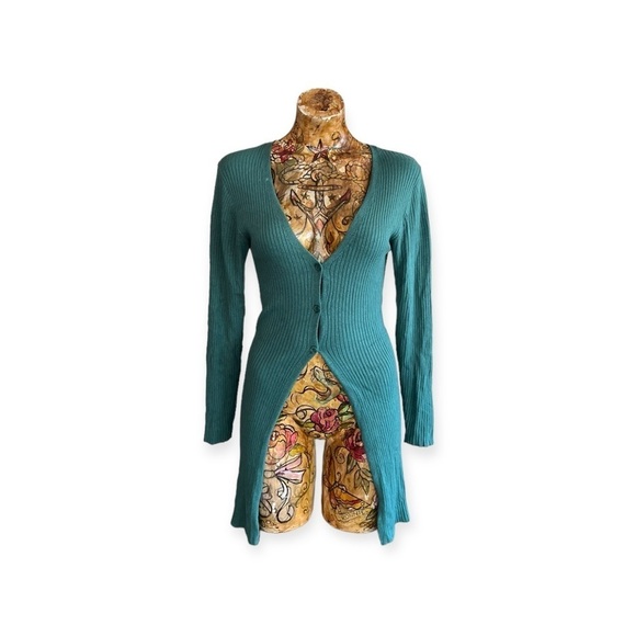 WILD FABLE cardigan sweater long small green button front - Picture 1 of 10